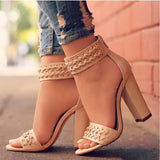 Women Platform Zipper Peep Toe High Heel Shoes