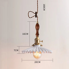 Ceramic Pendant Lights Wooden Copper Hanging Lamp