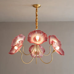  Modern flower chandelier with a light luxury aesthetic, hanging in a stylish living room. Golden Atelier 3