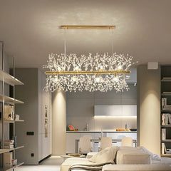 Crystal LED Gold Silver Dandelion Chandelier