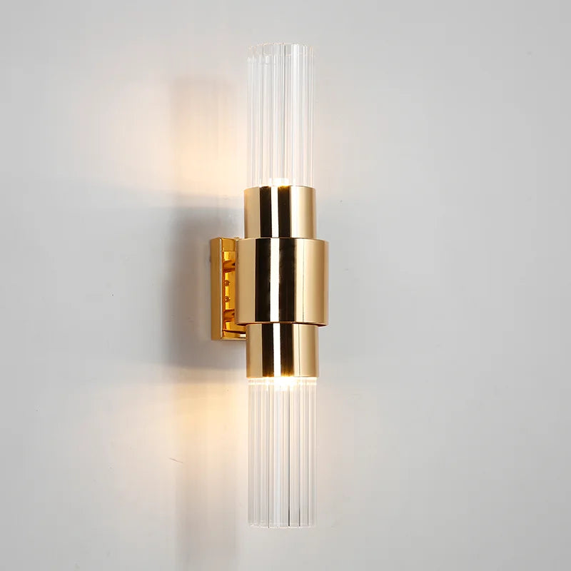 Led Wall Lamp Gold Glass Bedside Wall Light Mirror Light