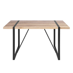 Rectangular Dining Table Steel and Oak Wood Strong Sructure