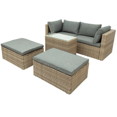 Outdoor Patio Furniture 5-Pcs Set Wicker Rattan Sectional Sofa Set