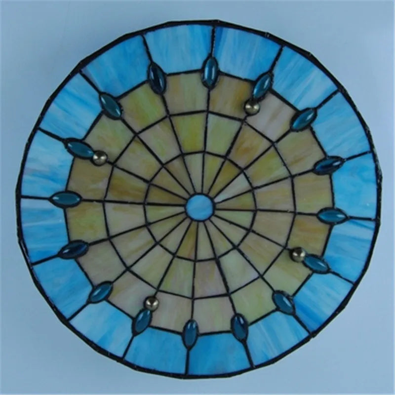 Mediterranean Baroque Hanging Lamp Tiffany Stained Glass Ceiling Light