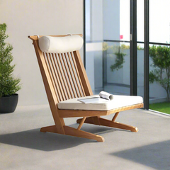 Solid Wood Lazy Recliner High Back Balcony Sofa Chair