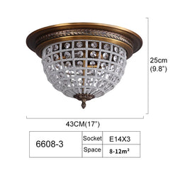 Ceiling light fixture with dimensions and specifications on a white background
