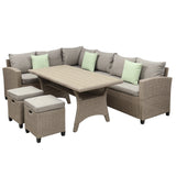 Wicker Sectional Couch Sofa Dining Table Chair Ottoman & Pillow