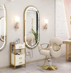 Barbar Chair Hydraulic Tilting Salon Chair Golden Metal Furniture