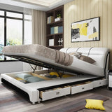 1.8m/1.5 Master Bedroom Pneumatic Storage Drawer Leather Bed