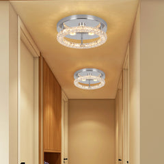  Crystal chandelier with mirror rings, modern LED lighting.