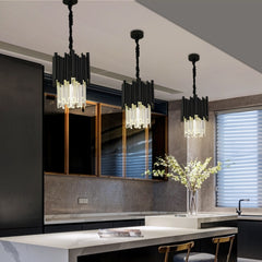 Modern Black Crystal Dia30cm Hanging Light Fixture