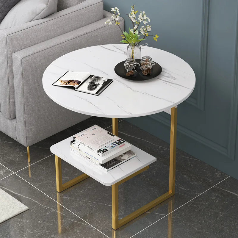  White Metal Round Coffee Tea Tables Side Table
