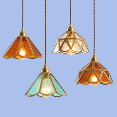 Vintage Style Glass Copper LED Pendant Lights Hanglamps Golden Atelier