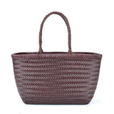 Women's Leather Woven Shoulder Bag with Inner Bag Weaving Tote