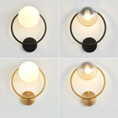 Interior Wall Lamp Glass Round Led Wall Lights Fixture - Golden Atelier