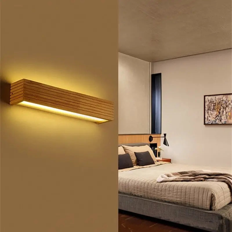 LED Oak Wooden Wall Lamps for Bedroom and Bathroom - Golden Atelier