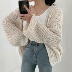 Women Sweater Loose Full Lantern Sleeved  - Golden Atelier