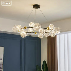 Modern Clear Glass Ball Chandelier with LED Lighting for Living Room Décor - Golden Atelier