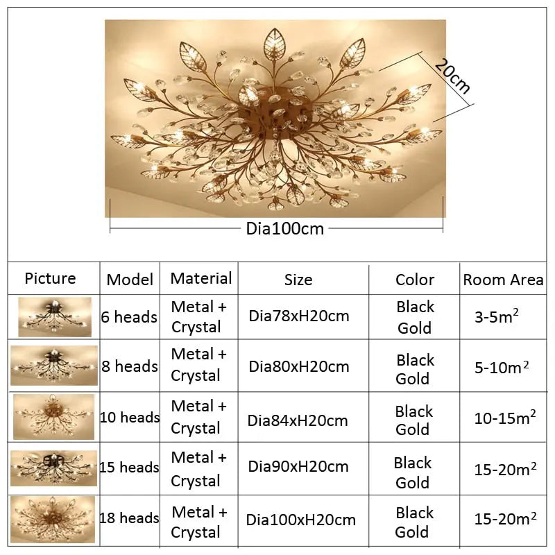Modern Crystal Ceiling Chandelier - LED Fixture Lights - Golden Atelier