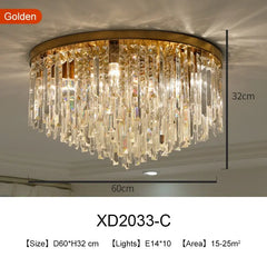 Modern Crystal LED Ceiling Lights - Golden Atelier