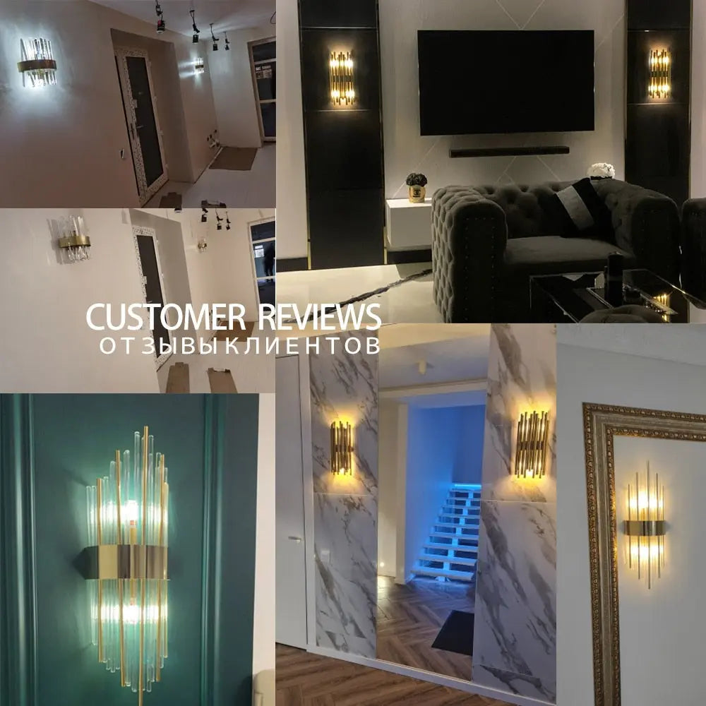 Modern Gold Crystal Wall Lights for Bedroom Living Room - Golden Atelier