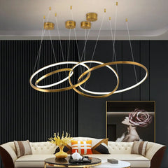 Modern Gold LED Chandelier for Staircase and Living Room - Golden Atelier