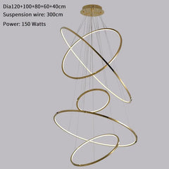 Modern Gold LED Chandelier for Staircase and Living Room - Golden Atelier