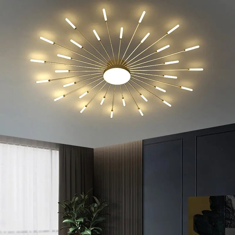 Modern LED Ceiling Lights Acrylic Lamps Fixture with Gold Frame - Golden Atelier