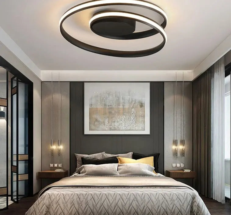 Modern LED Ceiling Lights in White and Black Luminaires Fixtures with Multiple Control Patterns - Golden Atelier