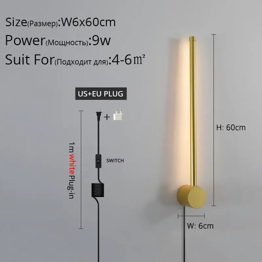 Modern LED Wall Lights for Living Room Bedroom Bedside Sconce Black Lamp