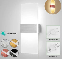 Modern Plug-In Dimmable Wall Lamp with Acrylic Shade for Bedroom - Golden Atelier