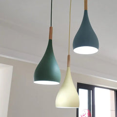 Modern Wood Pendant Lights with Multicolor E27 LED for Restaurant and Kitchen - Golden Atelier