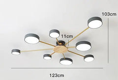 Nordic Radial Design Ceiling Chandelier in White, Grey, and Black - LED Lights - Golden Atelier