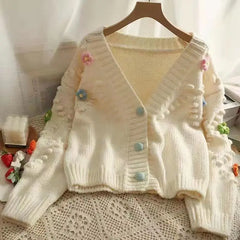 O-Neck 3D Knitted Loose Sweater - Golden Atelier