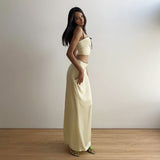 Satin Crop Top And Maxi Skirt Suit Summer Outfits For Women