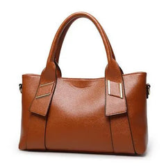 PU Leather Top Handle Solid Hand Bag - Golden Atelier 3