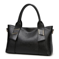 PU Leather Top Handle Solid Hand Bag - Golden Atelier 4