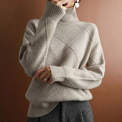 Pure color Knitted Turtleneck Pullover - Golden Atelier