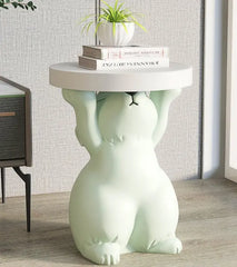 Rabbit Statue Round Side Tables Living Room Sofa Corner Table - Golden Atelier