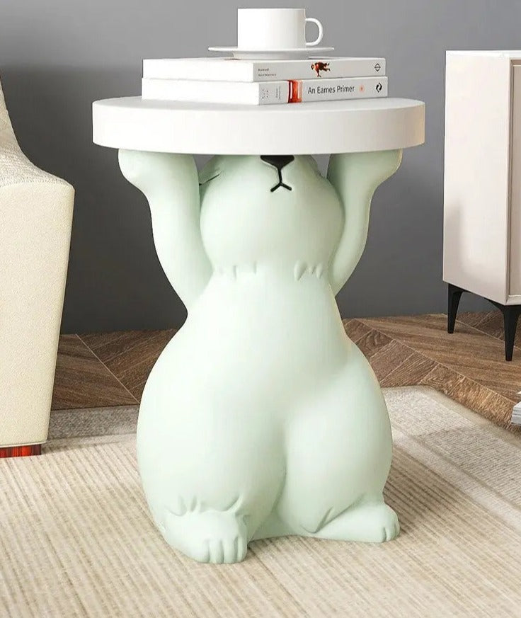 Rabbit Statue Round Side Tables Living Room Sofa Corner Table - Golden Atelier