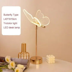 Retro Gold Acrylic Butterfly LED Desk Lamp for Bedroom - Golden Atelier