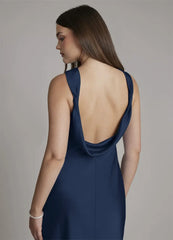 Halter Neck Sleeveless Satin Maxi Dress