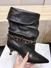 Pointed Toe Wrinkled Ankle Boots