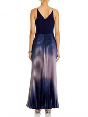  Women's long dress with a patchwork design and ombre effect.