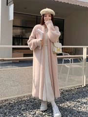 Thickened Mink Fleece Knitted Long Coat