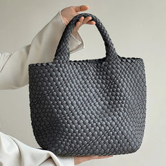 Fashion Versatile Solid Color Feminina Daily Large Capacity Shopping Woven High Quality Casual Woven Tote Bag Golden Atelier Gray Bag  4