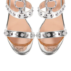 Studded Rivet Ankle Strap Stiletto Thin High Heel