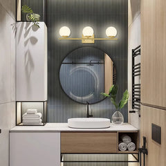 Minimalist wall-mounted light fixture with sculptural globes