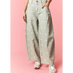 Polka Dot Print Wide Leg Jeans