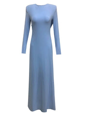 Blue Draped Sleeve Open Back Maxi Dress